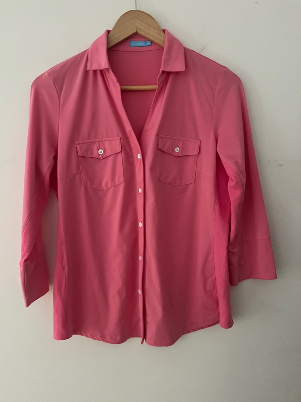 J. McLaughlin Coral Pink Button-Front Shirt summer cover up casual lounge